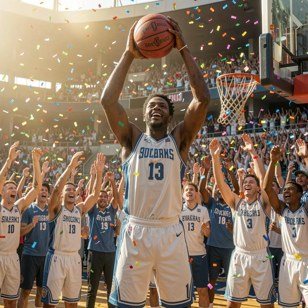 G488 – Experience the thrill of winning basketball bets in the Philippines Professional basketball player celebrating a key moment on the court with raised arms and cheering fans symbolizing winning excitement and top basketball betting action on G488 in the Philippines
