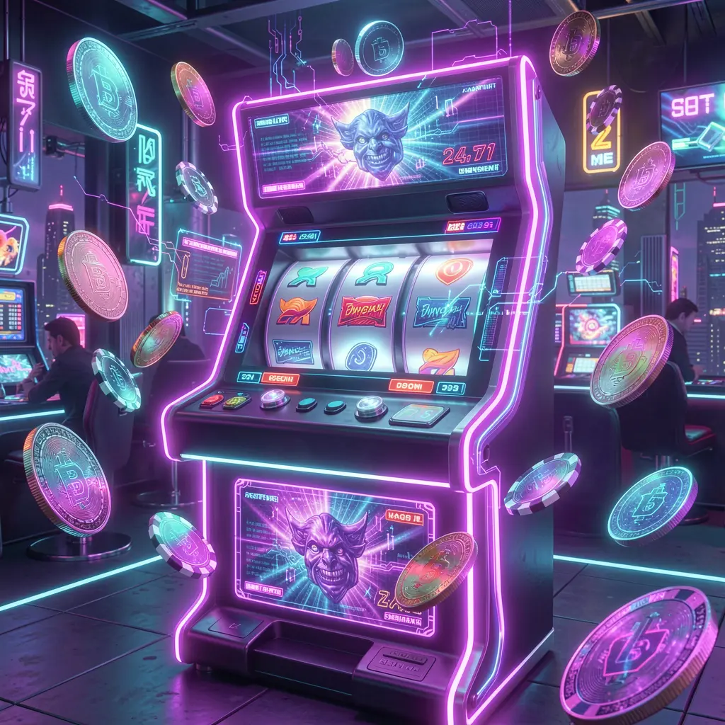 Modern neon slot machine with spinning reels and digital effects surrounded by glowing coins showcasing the immersive slot experience at G488 casino for players in the Philippines